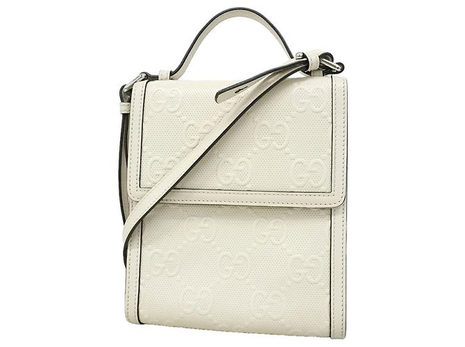 Bolsa de ombro Gucci em couro branco