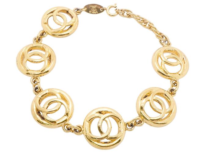 Pulseira com pingentes banhada a ouro Chanel Dourado