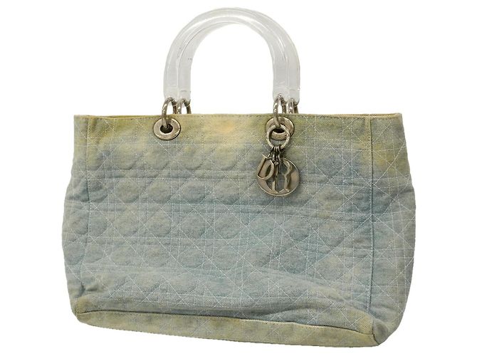 Christian Dior Cannage Denim Blue Tote Bag Blau
