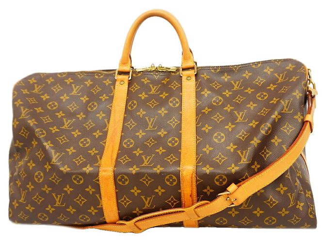 mala Louis Vuitton Monogram Keepall Bandoulière 55 Marrom