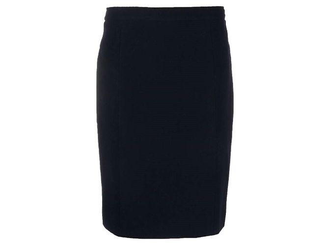 Falda midi recta de lana azul Chanel