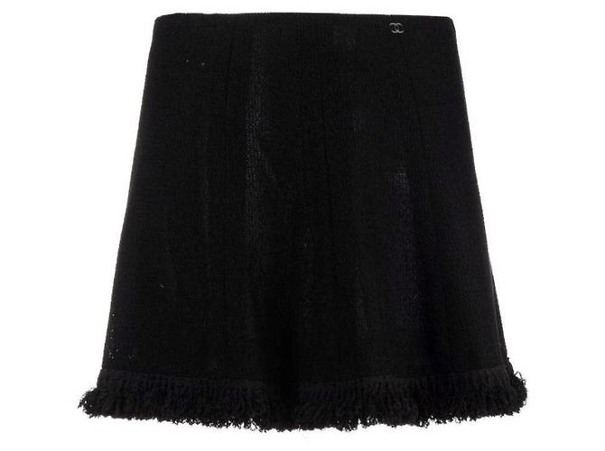 Chanel Minirock aus schwarzer Wolle