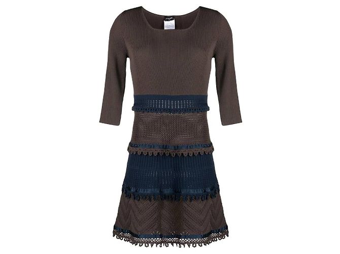 Abito Chanel in viscosa marrone e blu