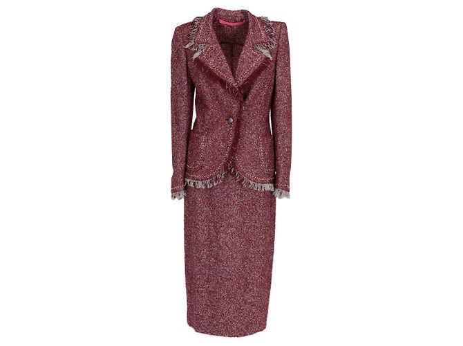 Conjunto Emanuel Ungaro de Blazer e Saia de Lã Bordeaux