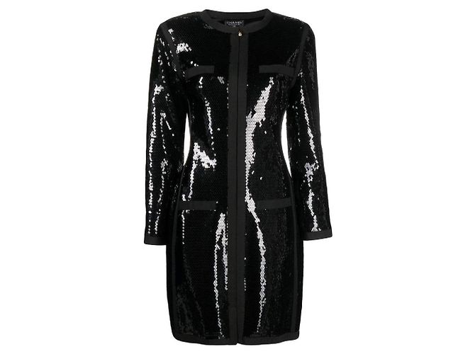 Chanel Black Sequin Overcoat