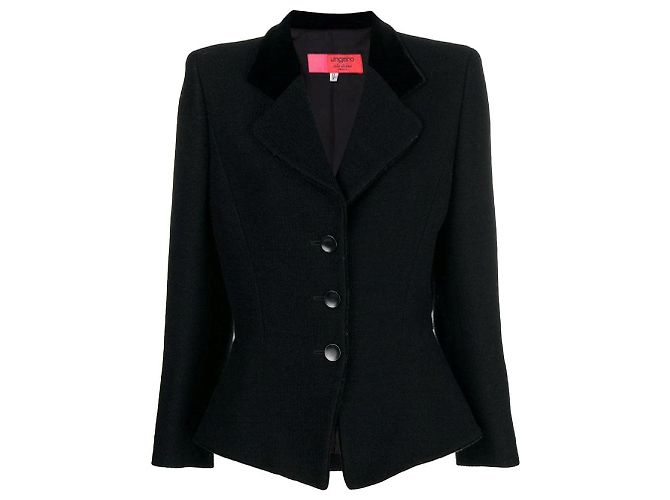 Emanuel Ungaro Wolljacke in Schwarz mit Samtkragen
