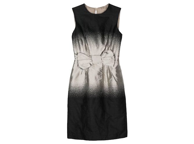 Bow Prada Black Wool Blend Sleeveless Sheath Dress