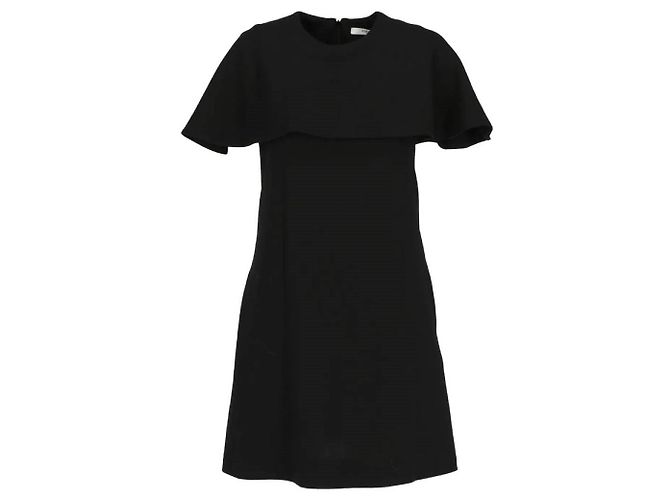 Vestido preto sem mangas Givenchy de lã com capelete