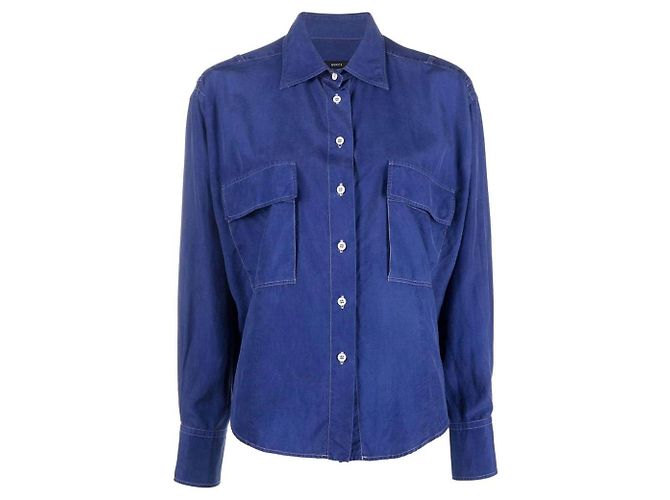 Camicia Gucci in seta blu anni 90