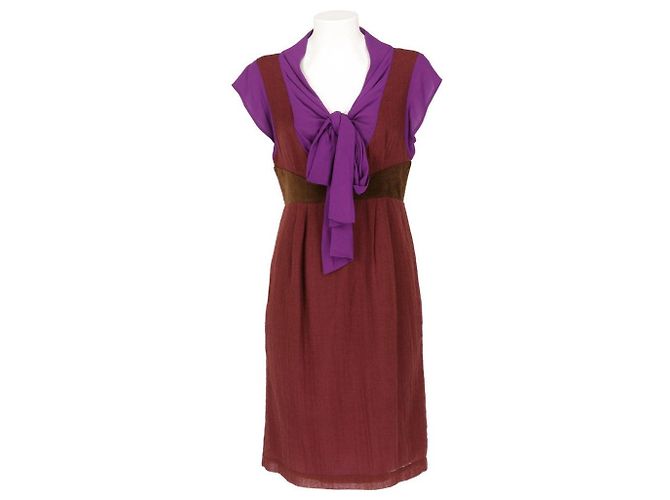 Vestido Kenzo de lã castanho e roxo Marrom