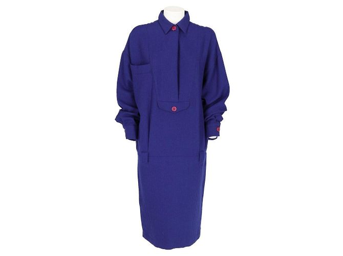 Byblos Blue Wool Oversized Dress
