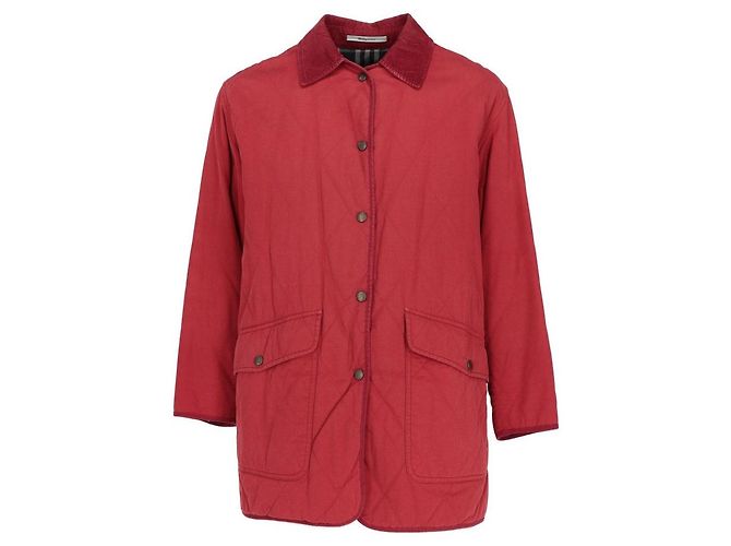 Chaqueta acolchada Burberry roja de algodón años 70