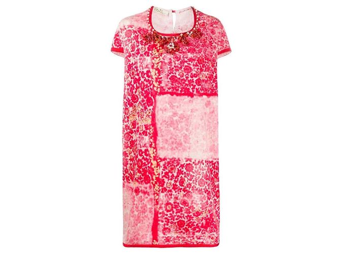 Autre Marque Etoile Kleid aus Baumwolle rot weiß floral