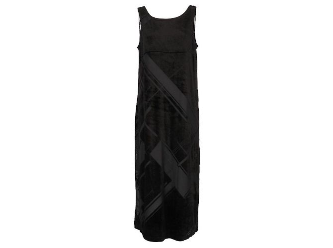 Vestido longo sem mangas DKNY em veludo preto e malha