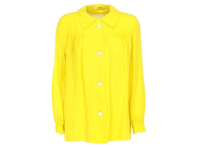Autre Marque Camicia Hands Mani in misto lino giallo anni 90