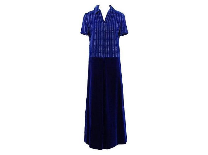 Lancetti langes Kleid aus blauem Samt