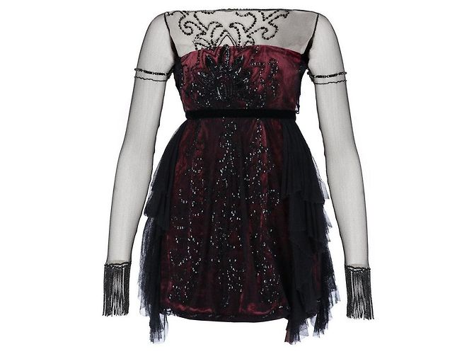 Philosophy di Alberta Ferretti 90s Kleid Bordeaux