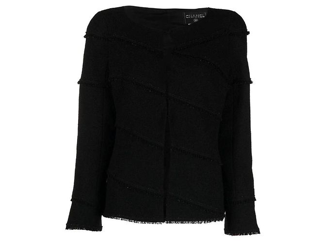 Casaco Chanel de lã preta Preto