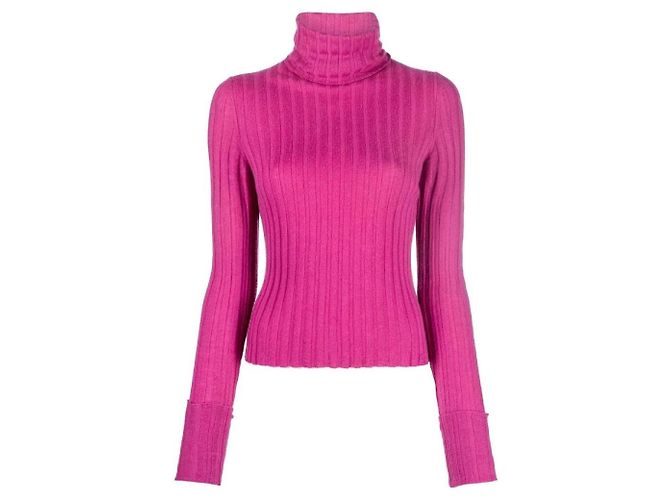 Chanel Rollkragenpullover aus geripptem Kaschmir in Cyclamen Pink