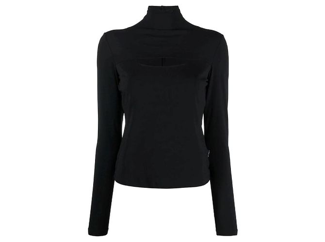 Versace Schwarzes Rollkragen Top mit Cut-Out