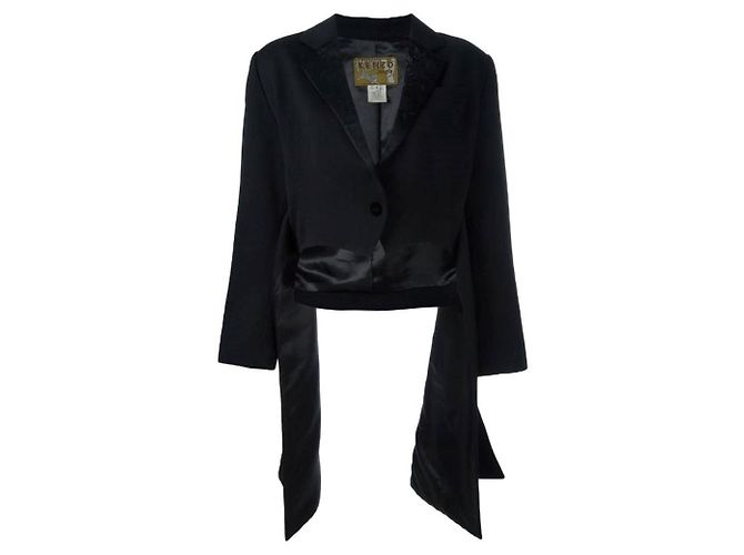 Blazer Kenzo Noir en Laine avec Broderies Florales