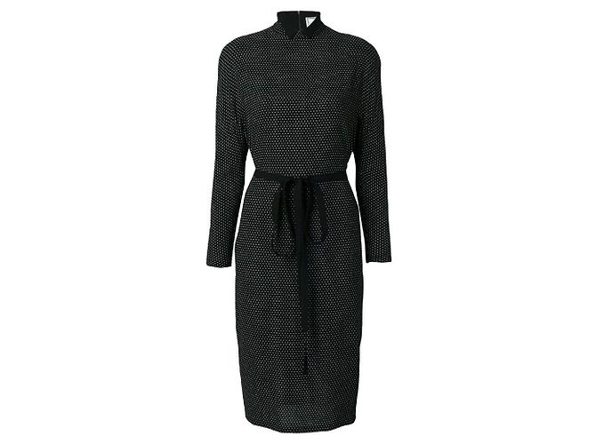 Versace Kleid aus schwarzer Wolle mit Polka Dots