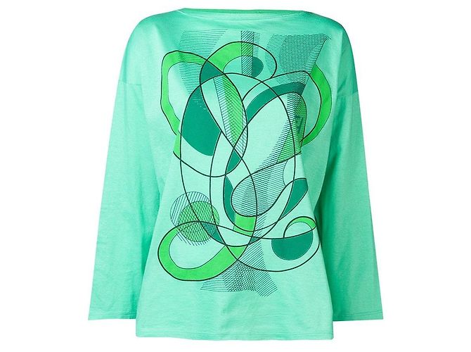 Fendi Pullover aus Baumwolle Hellgrün mit Print