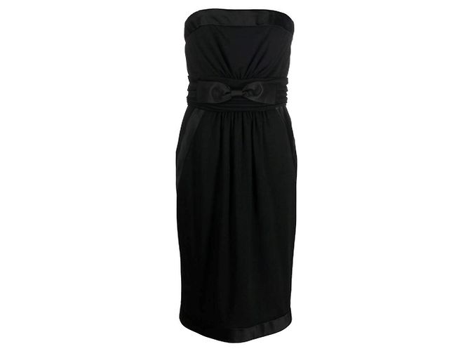 Vestido sem mangas de lã preta Chanel Preto