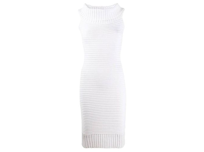 Vestido vaina Chanel sin mangas de algodón blanco