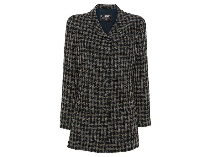 Chanel Blue Checked Wool Jacket