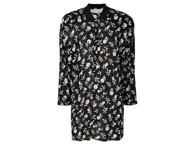 Versace Schwarzes Viscosehemd mit Blumenmuster