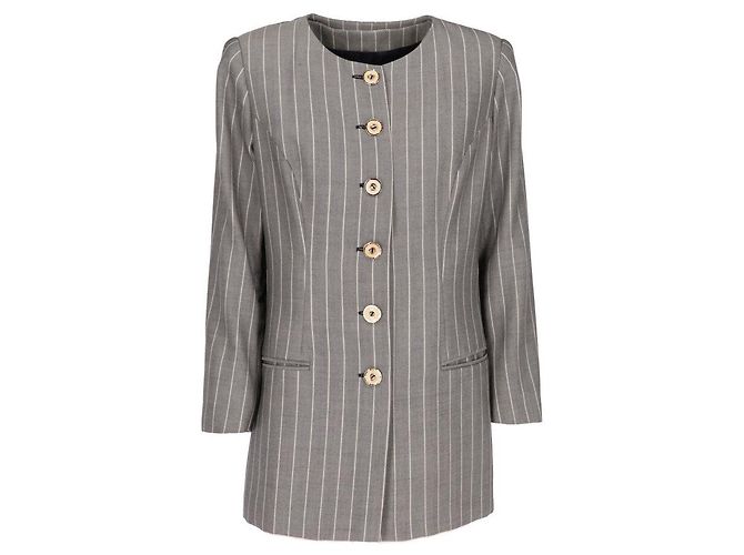 Emanuel Ungaro Grey Pinstripe Wool Suit