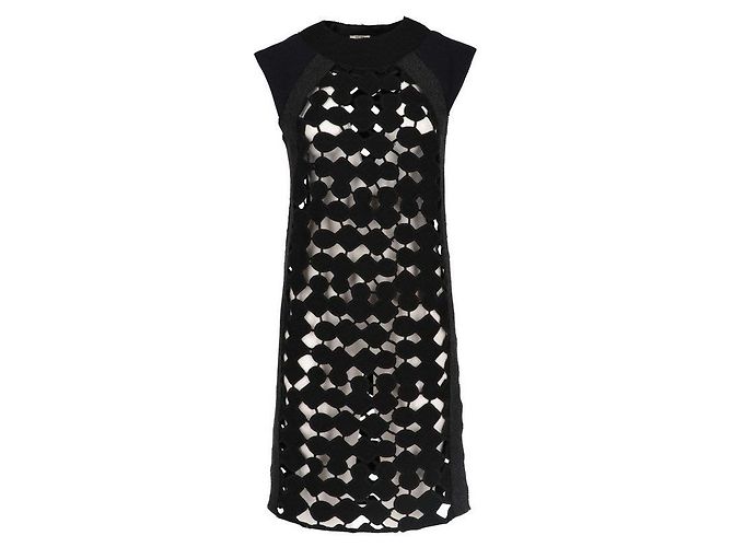 Vestido sin mangas Miu Miu de lana negra Negro