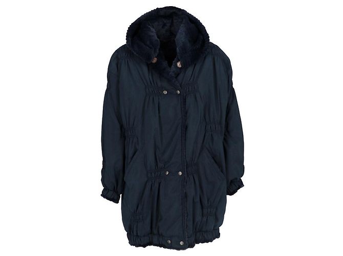 Fendi Fendissime Blaue Jacke mit Kunstfellfutter