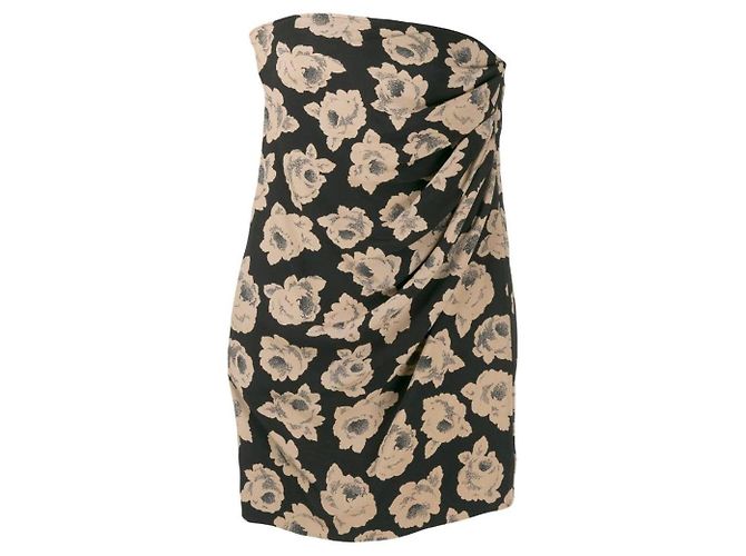 Top Emanuel Ungaro de seda negra con estampado floral Negro