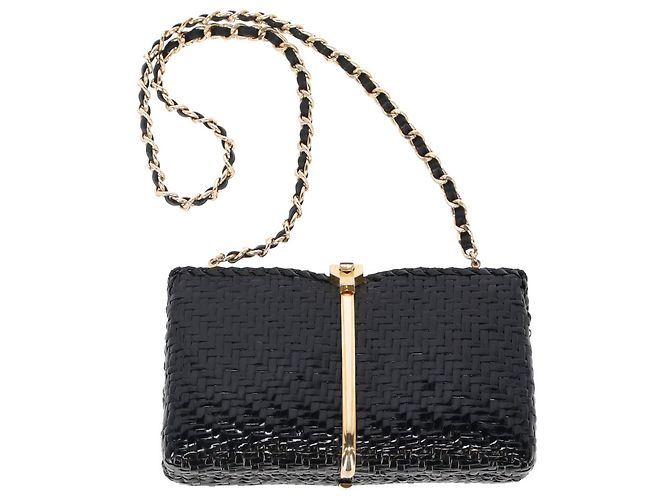 Autre Marque Borsa Rodo in pelle e midollino nera Nero