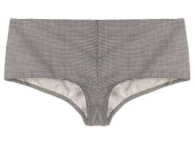 Versace Houndstooth Wool Shorts Black and Beige