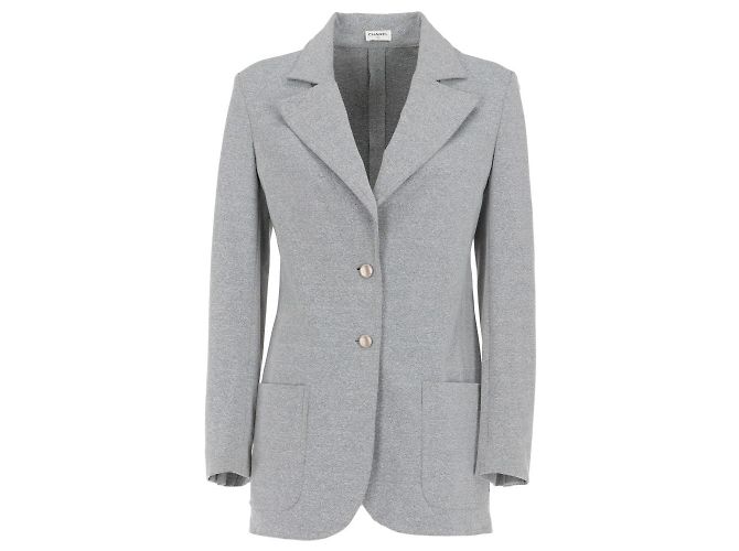 Chanel Jacke aus grauem Stretch-Stoff
