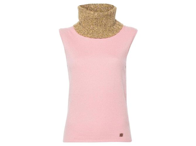 Chanel Rosa Kaschmir Rollkragen Stricktop Pink