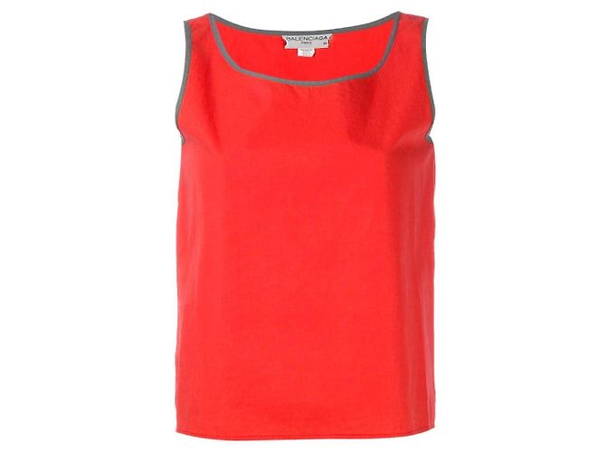 Top sin mangas de algodón rojo Balenciaga Roja