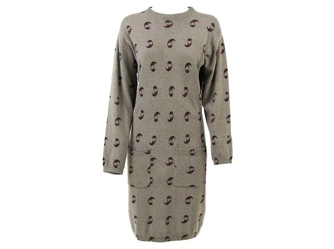 Krizia Kleid aus Wolle Paisley Muster Grau