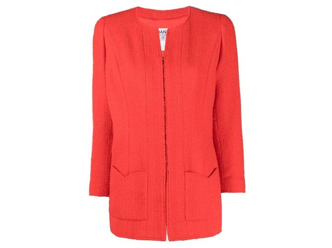Chanel Jacke aus roter Bouclé-Wolle