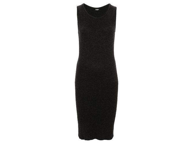 Chanel Ärmelloses Midi Strickkleid aus Wolle Grau