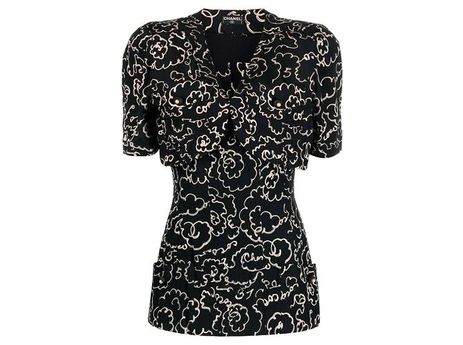 Completo Chanel con Bustier e Bolero in Seta Nera Nero