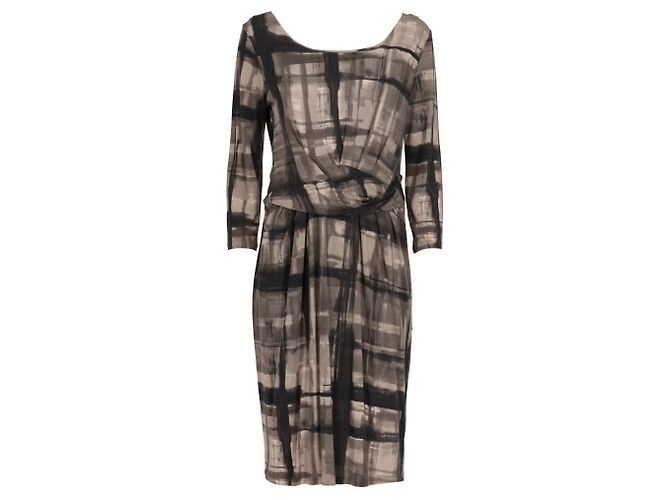 Vestido midi Max Mara de mezcla de seda estampado gris