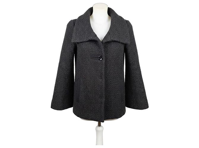 Autre Marque Intrend MaxMara Wollmantel - Größe 38 IT Braun Schwarz