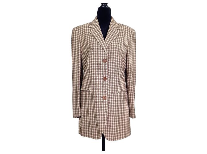 Giorgio Armani Brown Checkered Tailored Jacket