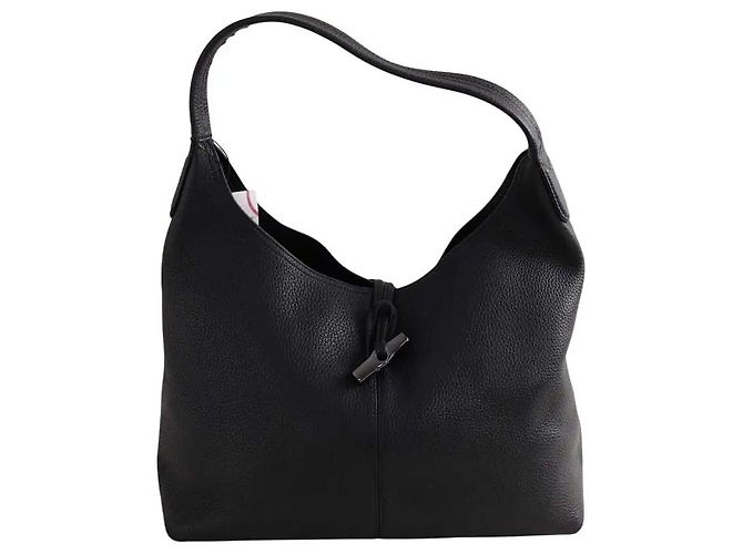 Borsa a tracolla Longchamp Roseau in pelle nera Nero