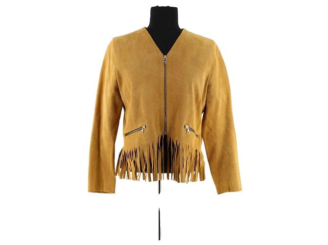 Sandro Lederjacke Gelb