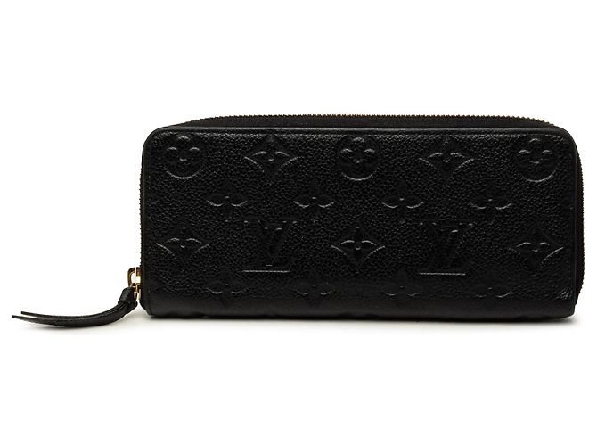 Louis Vuitton Monogram Empreinte Clemence Lange Geldbörse Schwarz